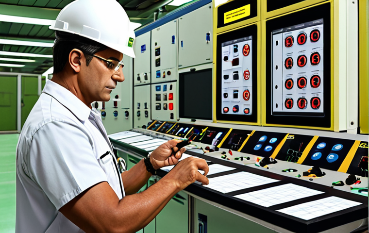 **Prompt:** A highly detailed illustration depicting a CNEN inspector in Brazil, reviewing safety protocols at a nuclear facility, emphasizing the use of AI monitoring systems. Focus on showing adherence to strict regulations and safety culture.