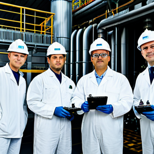 Nuclear Power Plant Inspection Team**

"A team of professional nuclear power plant maintenance technicians fully clothed in appropriate safety gear, inspecting cooling system pipes, modern nuclear power plant interior, safe for work, appropriate content, professional, perfect anatomy, correct proportions, well-formed hands, natural pose, high quality."

**