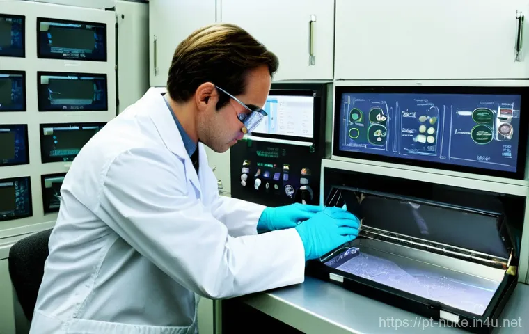 원자력 기술 실험실 실습 방법 - **Prompt: Nuclear Laboratory - Precision in a Glove Box**
A highly detailed, realistic image of ...