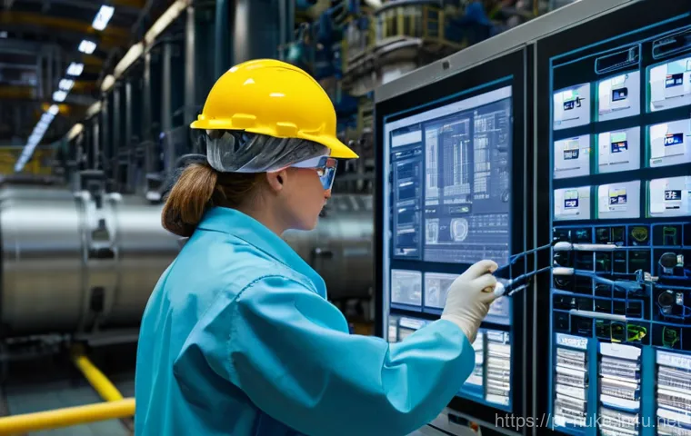 원자력 발전소의 인적 자원 관리 - **Prompt:** A diverse group of young, enthusiastic nuclear engineers, both male and female, wearing ...
