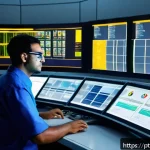 Home 18 원자력 기술 관련 직업의 다양성 - A highly detailed, realistic image of a Brazilian nuclear engineer working inside a modern nuclear p...